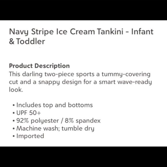 Blue and White Striped Two Piece Tankini Set With Three Ice Cream Cones NWT - Picture 2 of 5